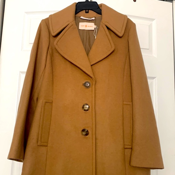 Tory Burch Long Wool/Cashmere Camel Coat - Picture 4 of 13